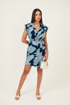 Shibori Breeze Denim Wrap Dress